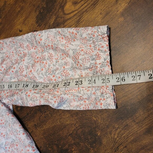 CJ Banks Ditzy Floral Top 1X Ruffle 3/4 Sleeve Button Front Pleated Cotton Boho - Picture 9 of 10